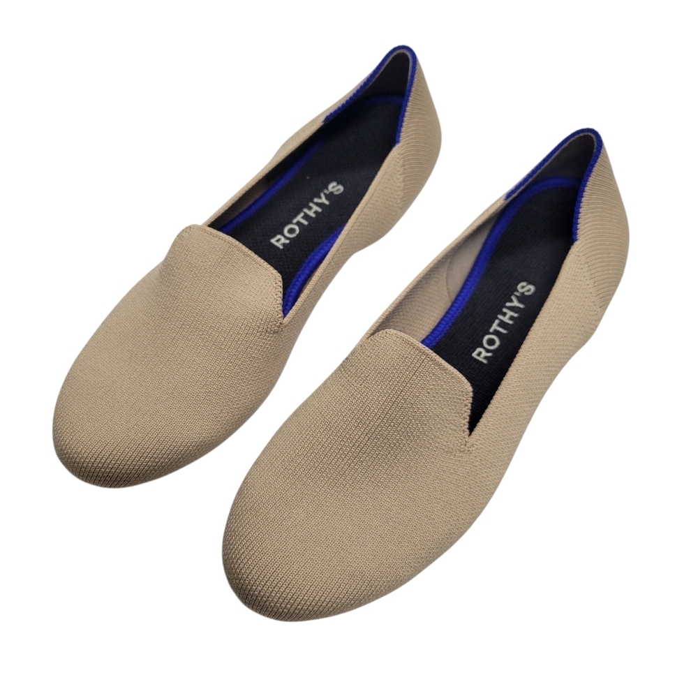 New Rothy's The Almond Loafer Flat Soft Flexible Knit Vanilla Bean Size 6.5